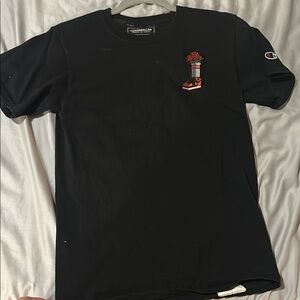 Black Short Sleeve Tee Casual Crew Neck